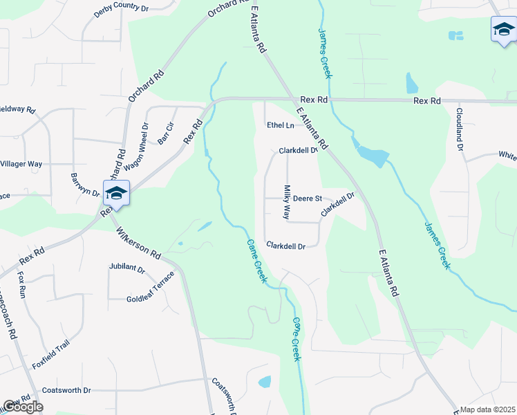 map of restaurants, bars, coffee shops, grocery stores, and more near 232 Clarkdell Drive in Stockbridge
