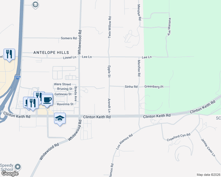 map of restaurants, bars, coffee shops, grocery stores, and more near 35780 Arendt Lane in Murrieta