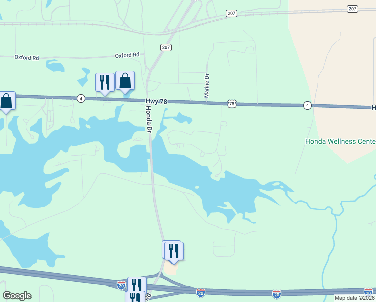 map of restaurants, bars, coffee shops, grocery stores, and more near 45582 U.S. 78 in Lincoln