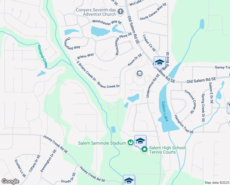 map of restaurants, bars, coffee shops, grocery stores, and more near 3146 Brians Creek Drive in Conyers