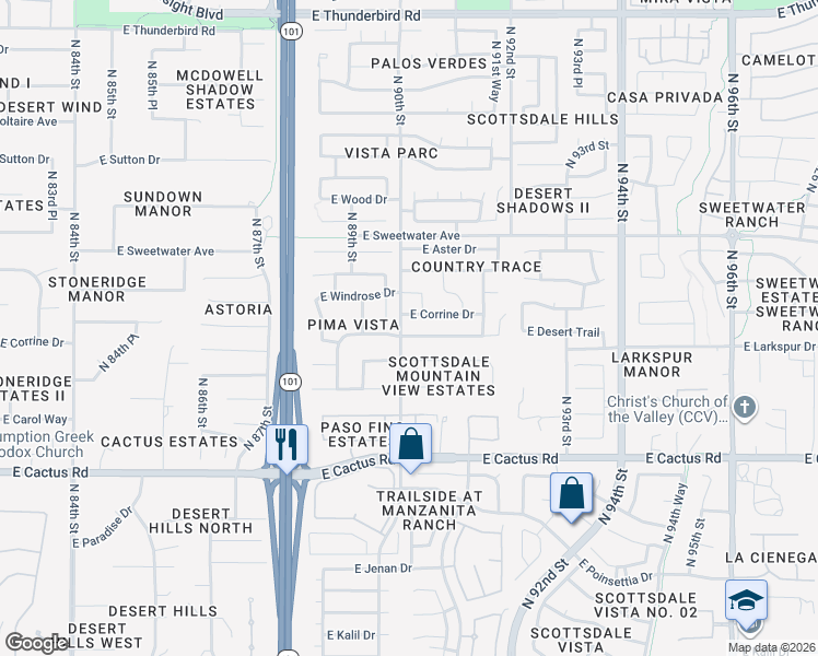 map of restaurants, bars, coffee shops, grocery stores, and more near in Scottsdale