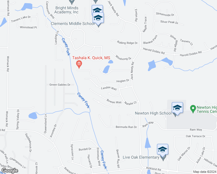 map of restaurants, bars, coffee shops, grocery stores, and more near Landon Way in Covington