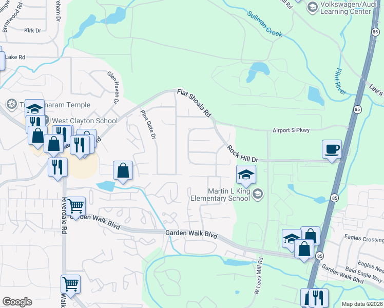 map of restaurants, bars, coffee shops, grocery stores, and more near 882 Pine Shoals Drive in Atlanta