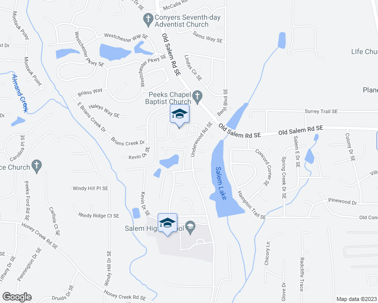 map of restaurants, bars, coffee shops, grocery stores, and more near 3461 Southgate Trail Southeast in Conyers