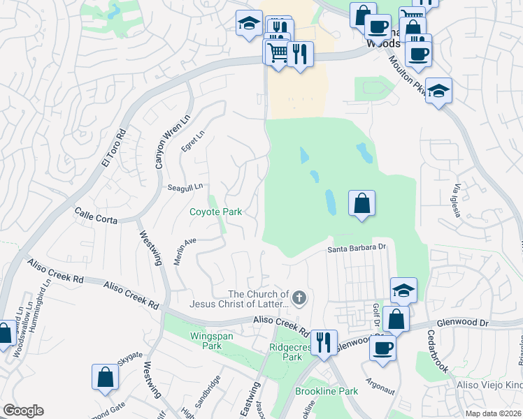 map of restaurants, bars, coffee shops, grocery stores, and more near 4020 Calle Sonora Este in Laguna Woods