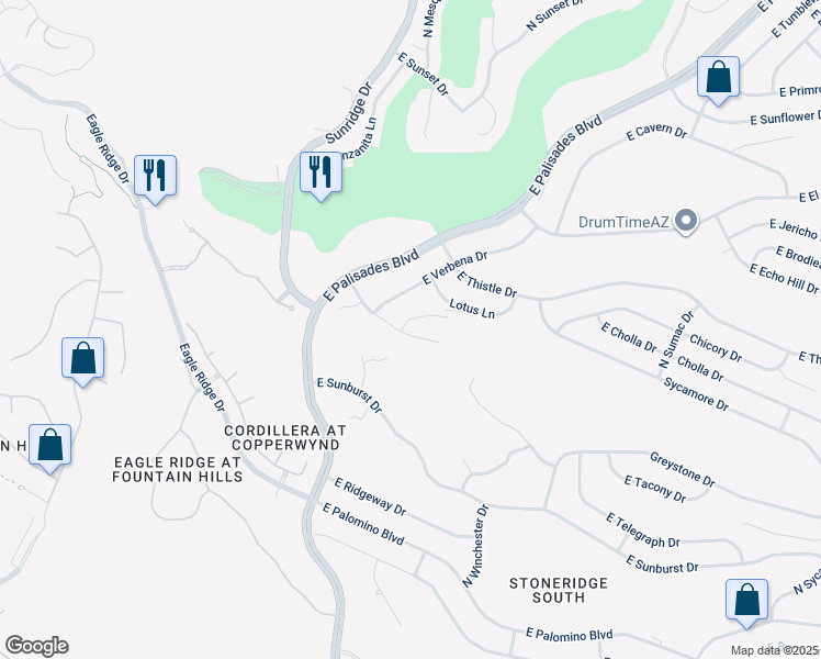 map of restaurants, bars, coffee shops, grocery stores, and more near 15232 East Sage Drive in Fountain Hills