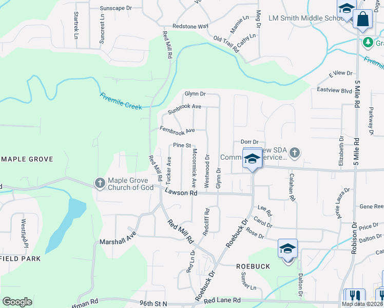 map of restaurants, bars, coffee shops, grocery stores, and more near 257 Mccormick Avenue in Birmingham