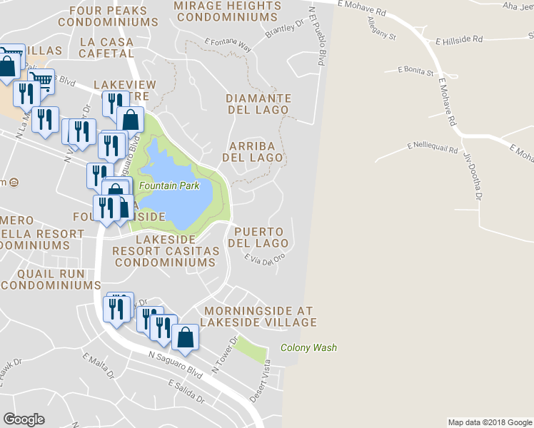 map of restaurants, bars, coffee shops, grocery stores, and more near 12646 Vía Del Sol in Fountain Hills