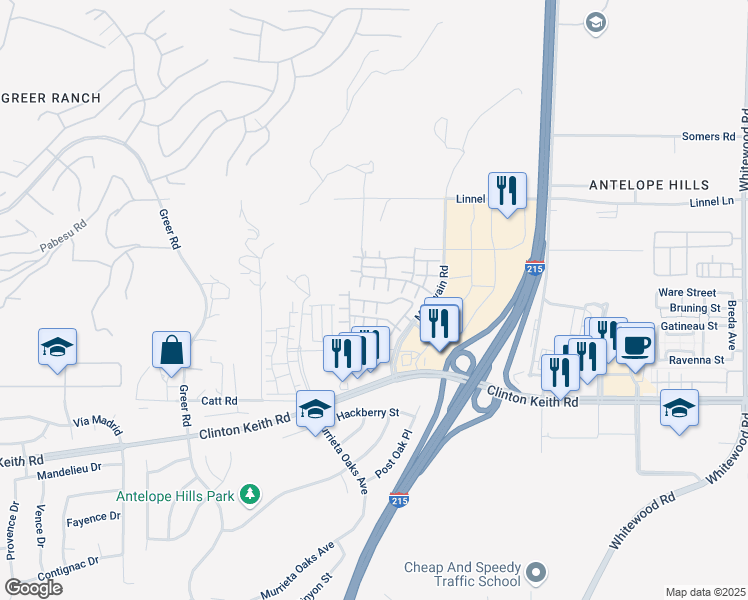 map of restaurants, bars, coffee shops, grocery stores, and more near 27524 Viridian Street in Murrieta