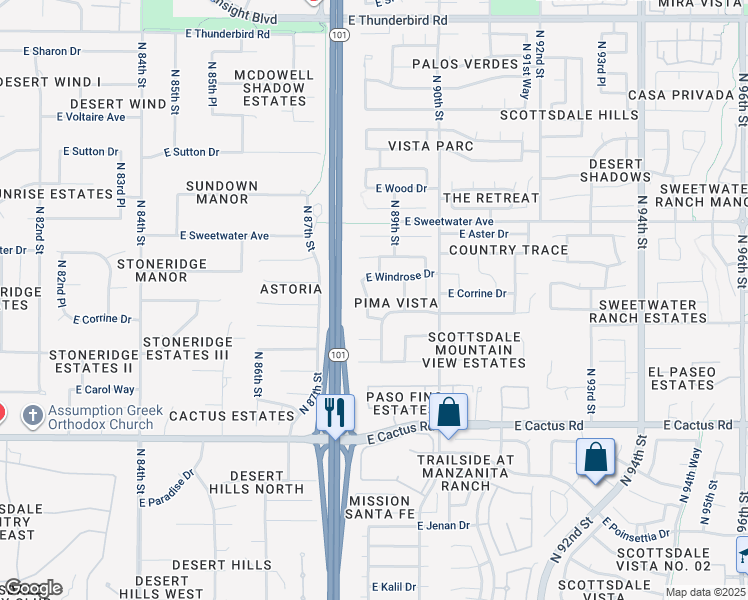 map of restaurants, bars, coffee shops, grocery stores, and more near 12693 North 88th Place in Scottsdale