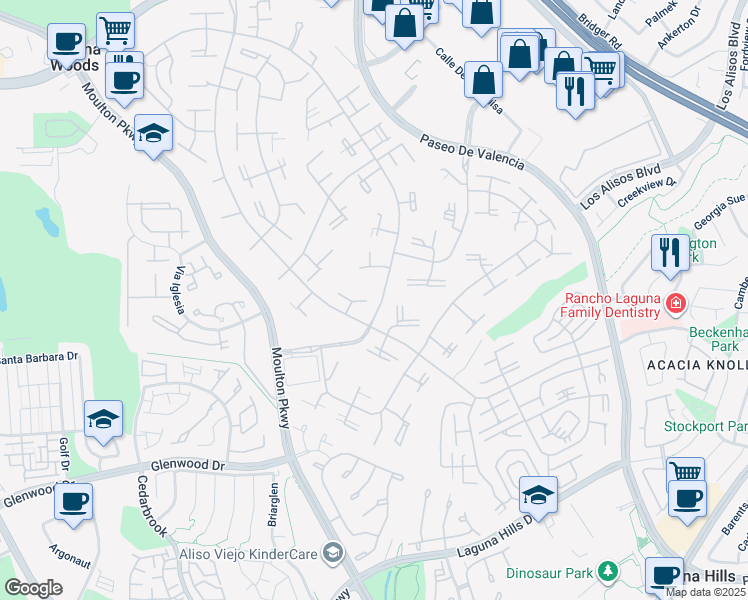 map of restaurants, bars, coffee shops, grocery stores, and more near 508 Avenida Sevilla in Laguna Woods