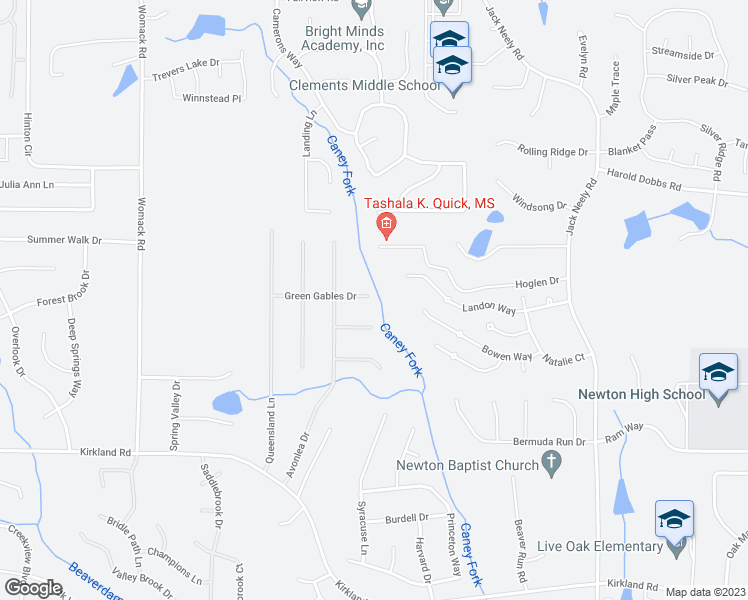 map of restaurants, bars, coffee shops, grocery stores, and more near 100 Green Gables Drive in Covington