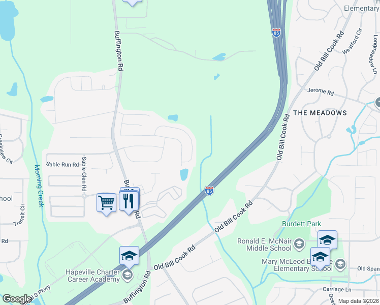 map of restaurants, bars, coffee shops, grocery stores, and more near 3010 Sable Tr in Atlanta