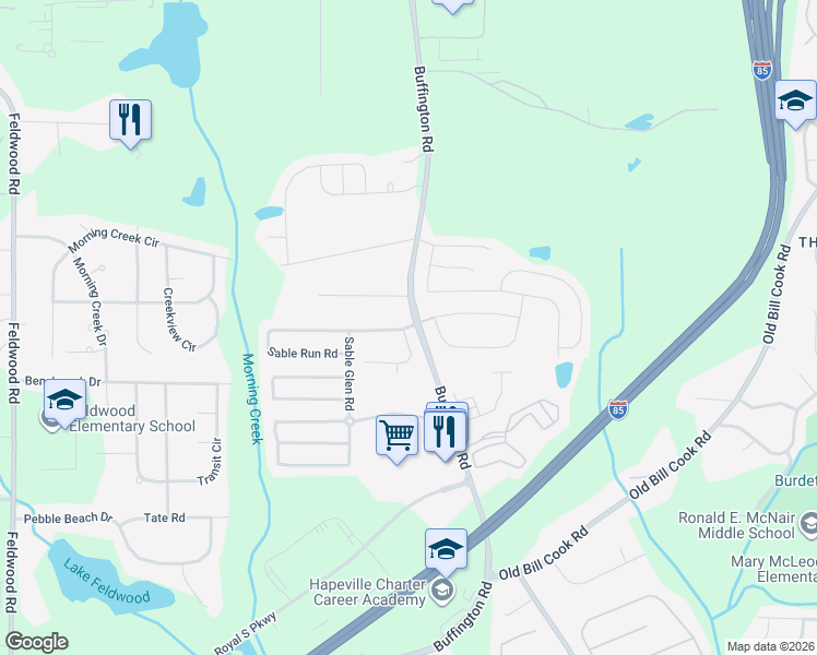 map of restaurants, bars, coffee shops, grocery stores, and more near 3000 Sable Run Road in Atlanta