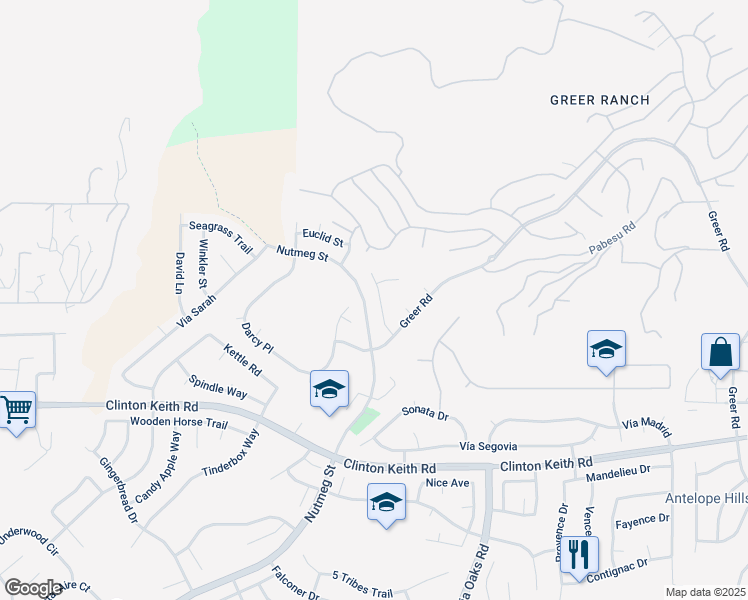 map of restaurants, bars, coffee shops, grocery stores, and more near 35863 Red Bluff Place in Murrieta