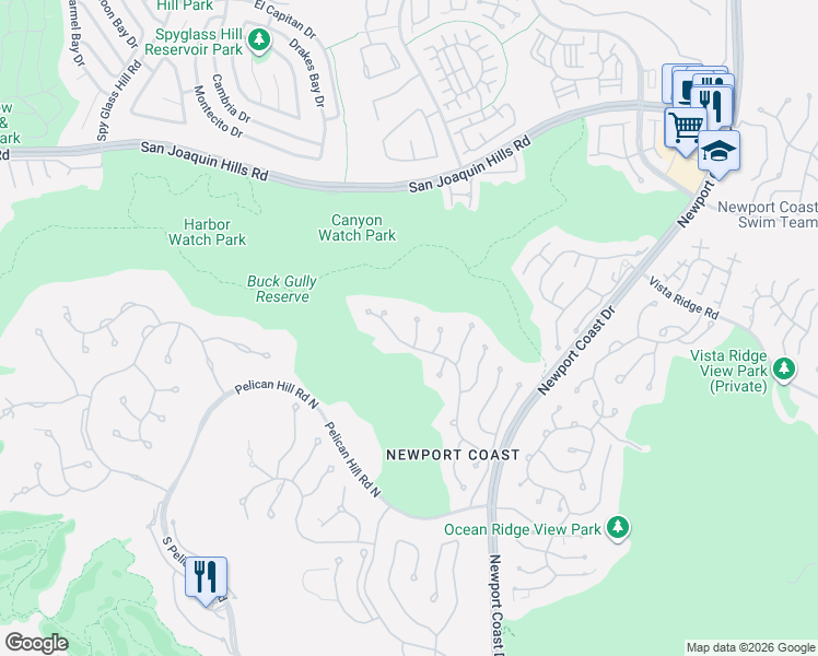 map of restaurants, bars, coffee shops, grocery stores, and more near 9 Vista Alberi in Newport Beach