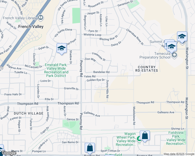 map of restaurants, bars, coffee shops, grocery stores, and more near 32160 Golden Eye Drive in Winchester