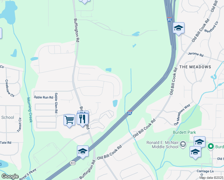 map of restaurants, bars, coffee shops, grocery stores, and more near 5717 Sable Way in Atlanta