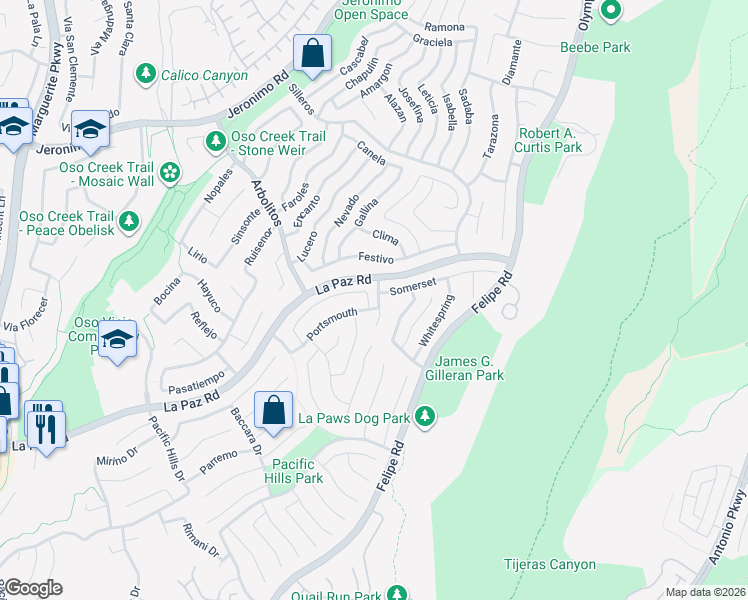 map of restaurants, bars, coffee shops, grocery stores, and more near 28041 Sheffield in Mission Viejo