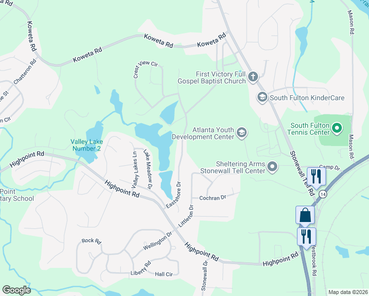 map of restaurants, bars, coffee shops, grocery stores, and more near 8256 Eastshore Drive in Union City