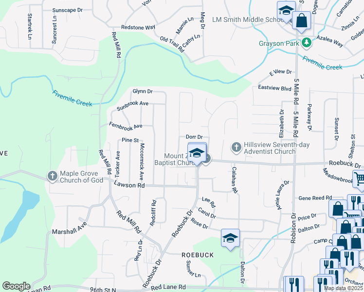map of restaurants, bars, coffee shops, grocery stores, and more near 821 Hickory Drive in Birmingham