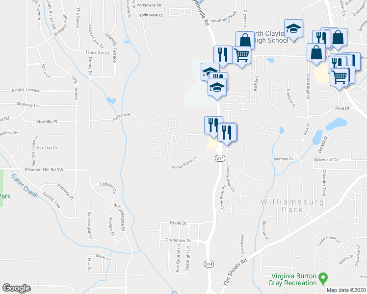 map of restaurants, bars, coffee shops, grocery stores, and more near 1740 Broad River Road in Atlanta