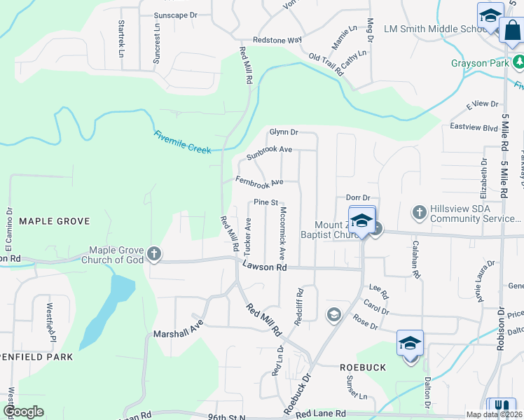 map of restaurants, bars, coffee shops, grocery stores, and more near 252 Meadowdale Avenue in Birmingham