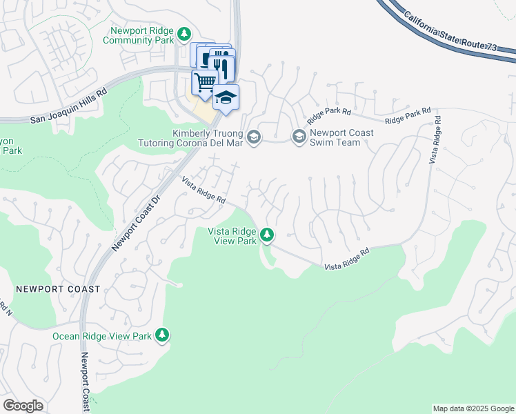 map of restaurants, bars, coffee shops, grocery stores, and more near 15 Terraza Drive in Newport Beach