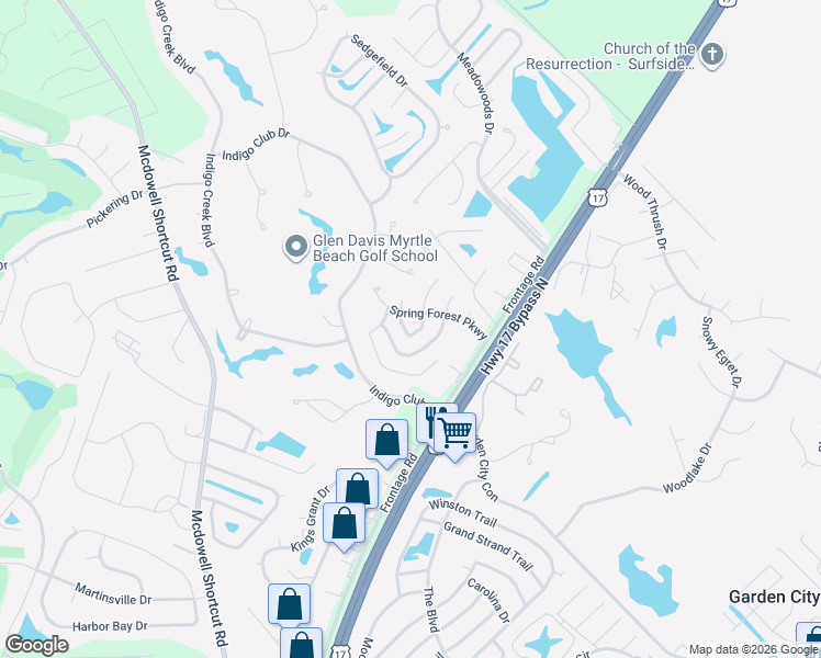 map of restaurants, bars, coffee shops, grocery stores, and more near 9436 Timber Row in Murrells Inlet