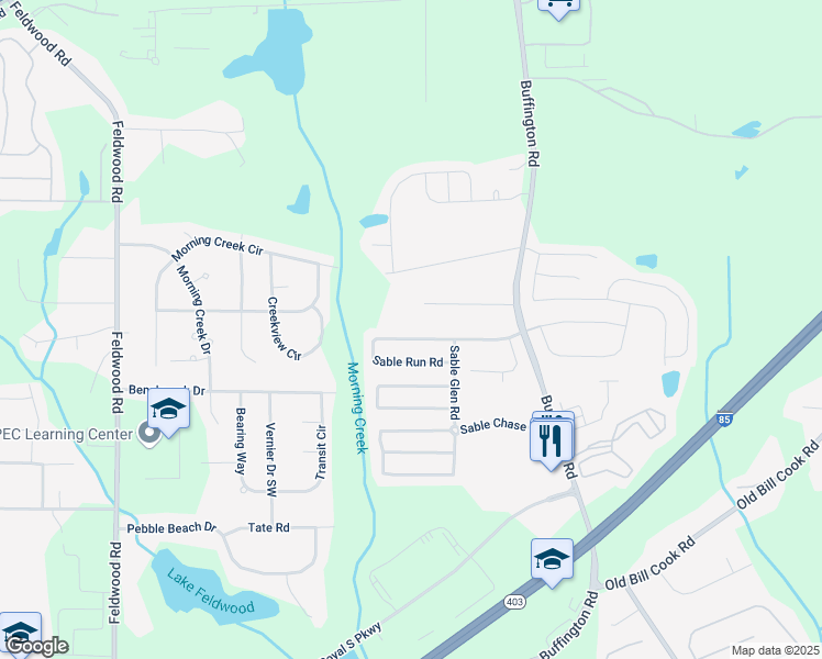 map of restaurants, bars, coffee shops, grocery stores, and more near 3039 Sable Run Road in Atlanta