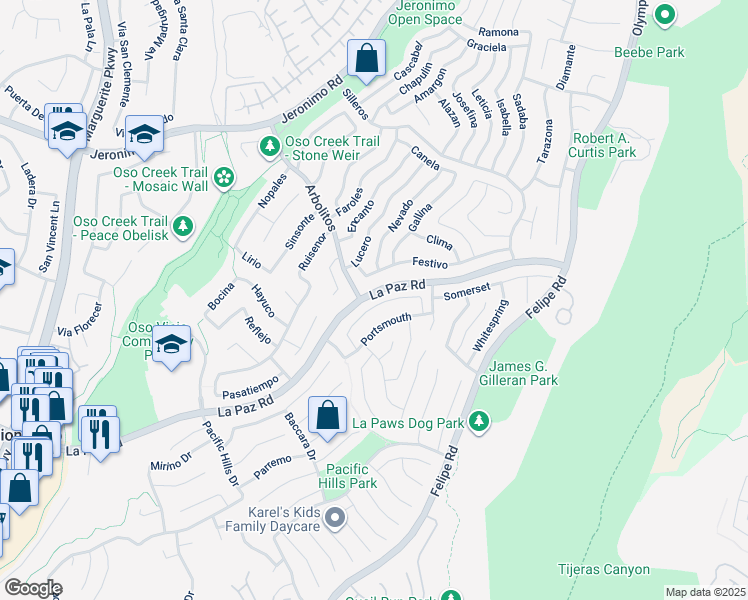 map of restaurants, bars, coffee shops, grocery stores, and more near 27911 Sheffield in Mission Viejo