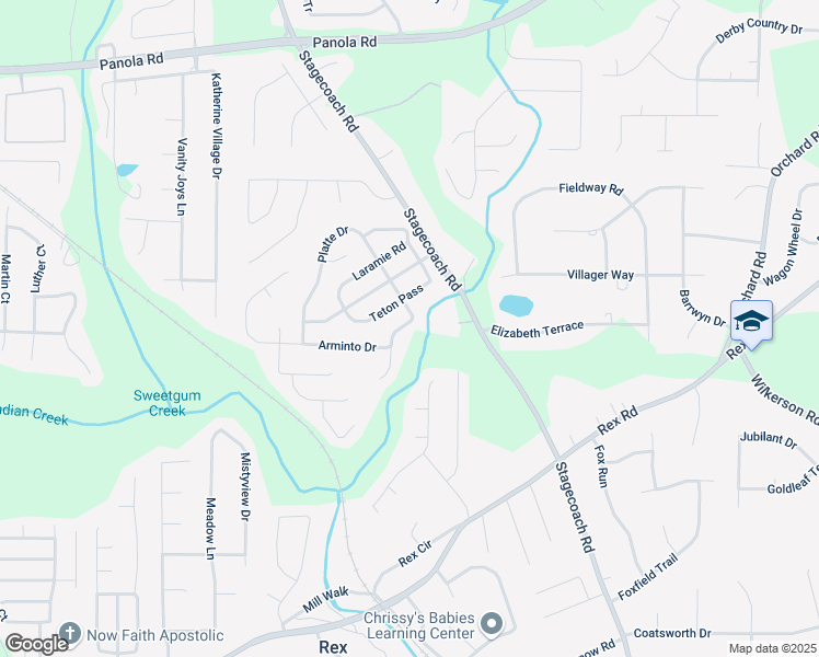 map of restaurants, bars, coffee shops, grocery stores, and more near 5622 Platte Drive in Ellenwood