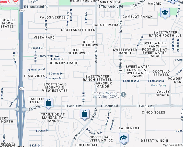 map of restaurants, bars, coffee shops, grocery stores, and more near 9374 East Desert Trail in Scottsdale