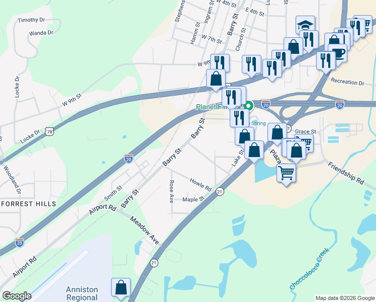 map of restaurants, bars, coffee shops, grocery stores, and more near 134 Mattison Road in Oxford