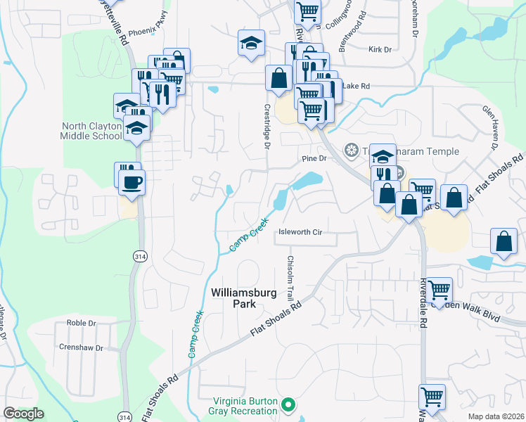 map of restaurants, bars, coffee shops, grocery stores, and more near 1564 Norman Crossing in Atlanta