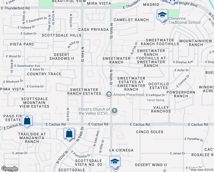 map of restaurants, bars, coffee shops, grocery stores, and more near 12718 North 95th Way in Scottsdale