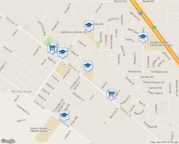 map of restaurants, bars, coffee shops, grocery stores, and more near 21776 Palomar Street in Wildomar