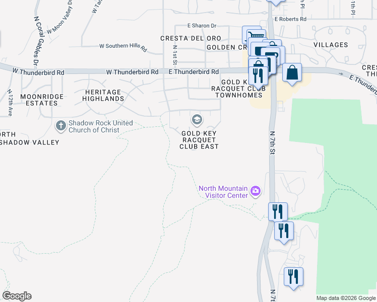 map of restaurants, bars, coffee shops, grocery stores, and more near 12640 North 2nd Street in Phoenix