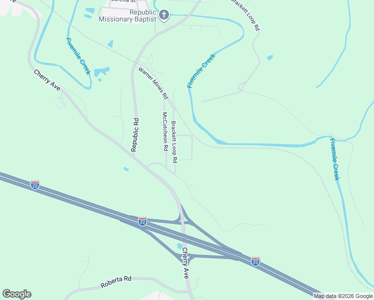 map of restaurants, bars, coffee shops, grocery stores, and more near 1518 Warner Loop Road in Birmingham