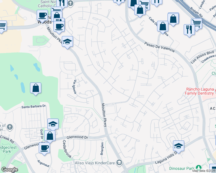 map of restaurants, bars, coffee shops, grocery stores, and more near 442 Avenida Sevilla in Laguna Woods