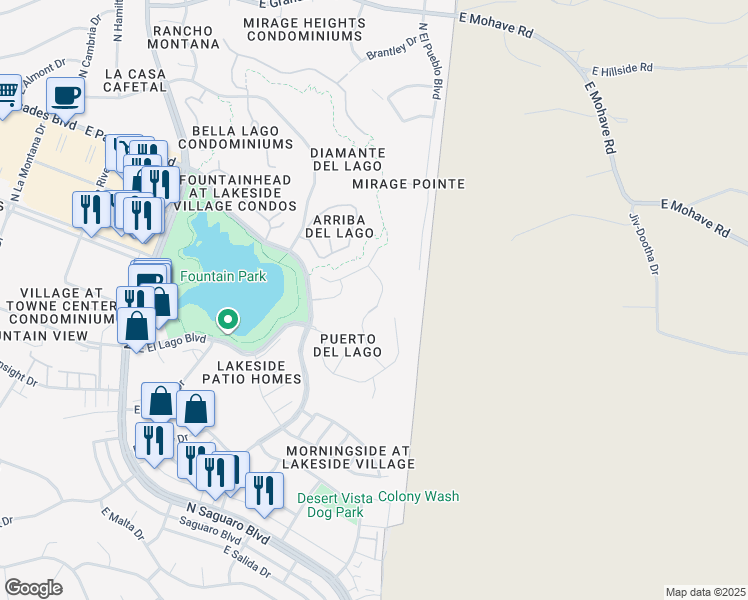 map of restaurants, bars, coffee shops, grocery stores, and more near 12646 Vía Del Sol in Fountain Hills