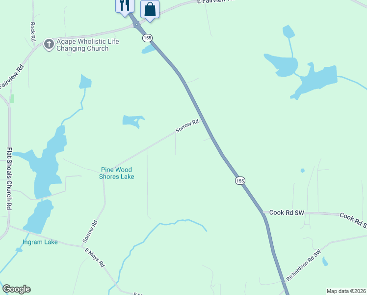 map of restaurants, bars, coffee shops, grocery stores, and more near 91 Sorrow Road in Stockbridge