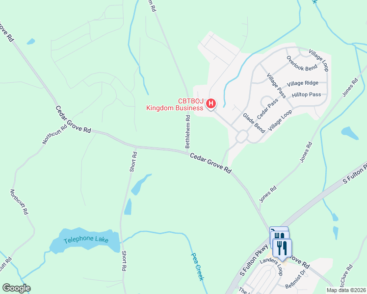 map of restaurants, bars, coffee shops, grocery stores, and more near 5695 Bethlehem Road in Fairburn