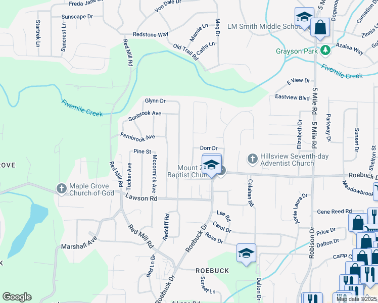 map of restaurants, bars, coffee shops, grocery stores, and more near 821 Hickory Drive in Birmingham