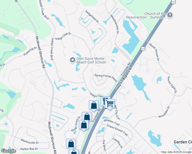 map of restaurants, bars, coffee shops, grocery stores, and more near 9436 Timber Row in Murrells Inlet