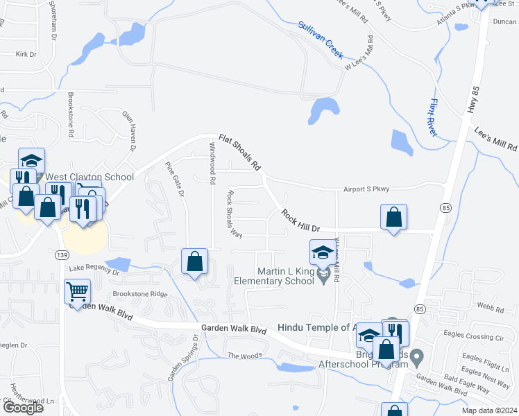 map of restaurants, bars, coffee shops, grocery stores, and more near 832 Shoals Court in Atlanta