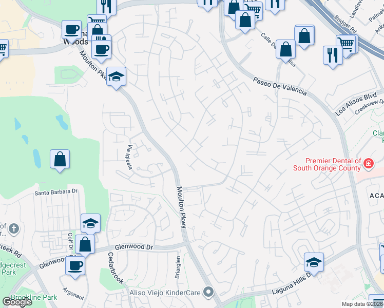 map of restaurants, bars, coffee shops, grocery stores, and more near 466 Avenida Sevilla in Laguna Woods