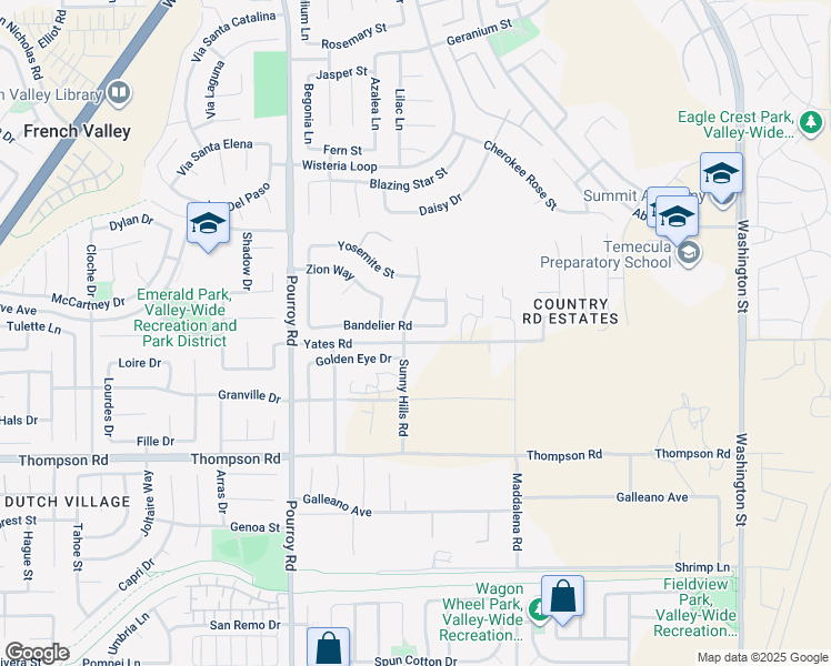 map of restaurants, bars, coffee shops, grocery stores, and more near 32281 Bandelier Road in Winchester