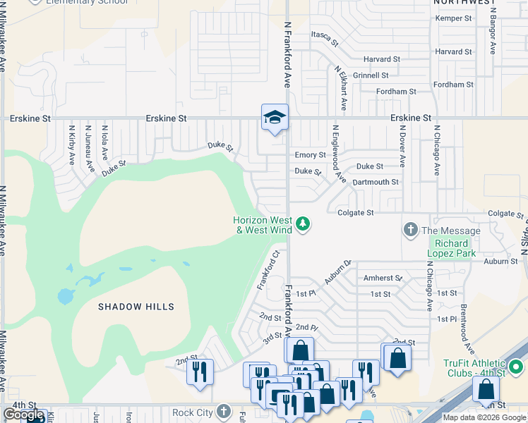 map of restaurants, bars, coffee shops, grocery stores, and more near 5810 Colgate St in Lubbock