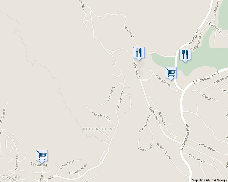 map of restaurants, bars, coffee shops, grocery stores, and more near 14545 East Corrine Drive in Scottsdale